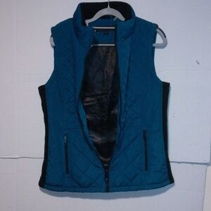 Andrew Marc winter vest black and dark tree green